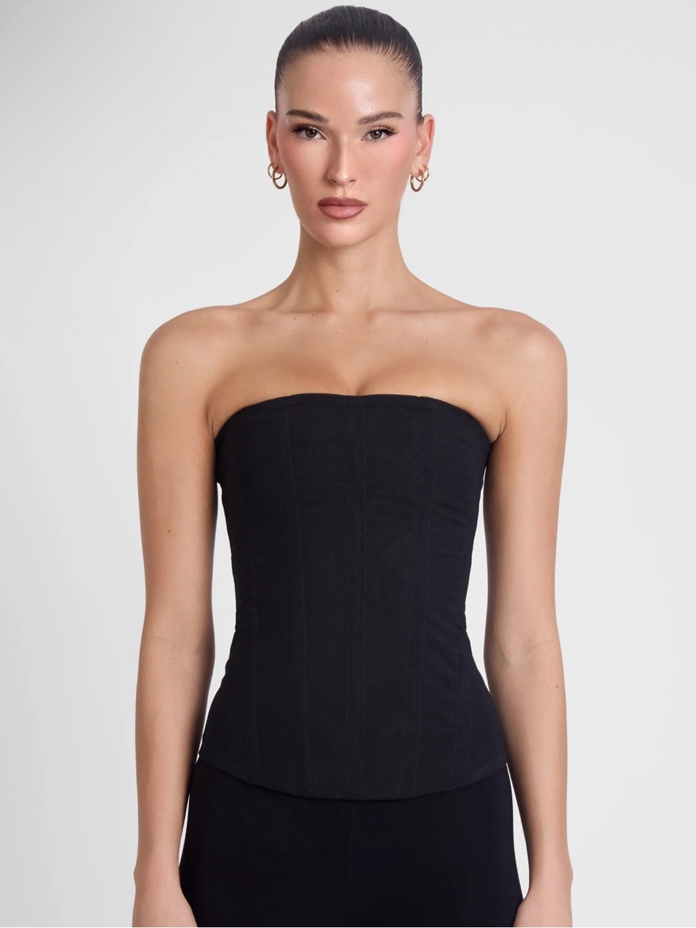 LEAU | Black Strapless Corset Top